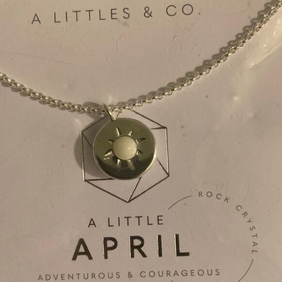 A Littles & Co A Little April Adventurous Silver Plated Birthstone Necklace NWT - Picture 4 of 8